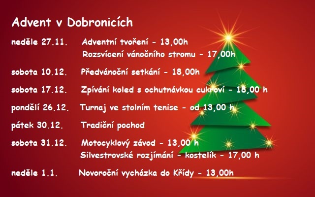 Advent v Dobronicích - kalendář akcí